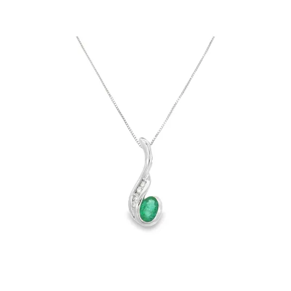 14K White Gold Emerald Pendant S&E Jewelers Depew, NY