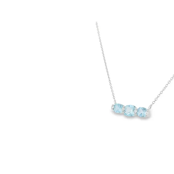 14K White Gold Blue Topaz Necklace Image 2 S&E Jewelers Depew, NY