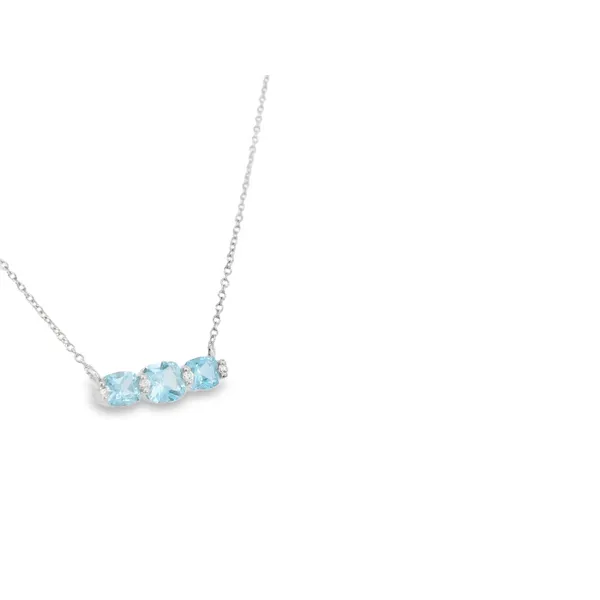14K White Gold Blue Topaz Necklace Image 3 S&E Jewelers Depew, NY