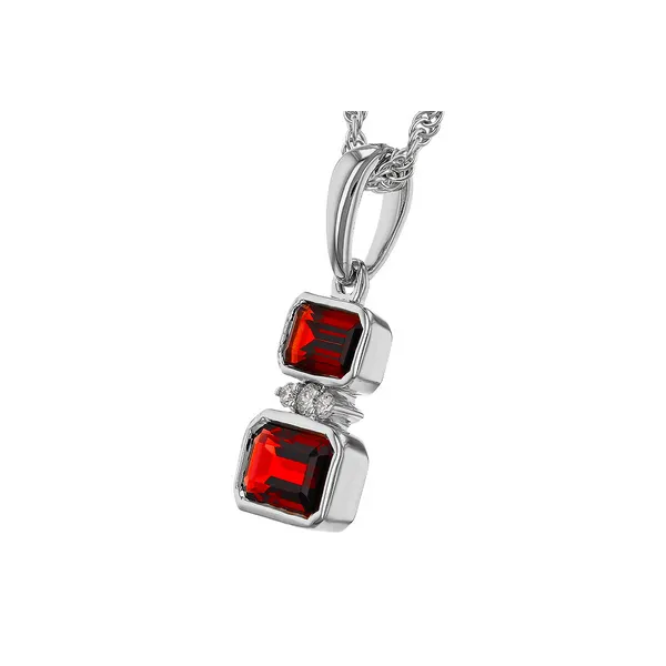 14K White Gold Garnet and Diamond Pendant Image 2 S&E Jewelers Depew, NY