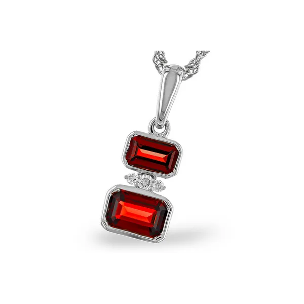 14K White Gold Garnet and Diamond Pendant S&E Jewelers Depew, NY