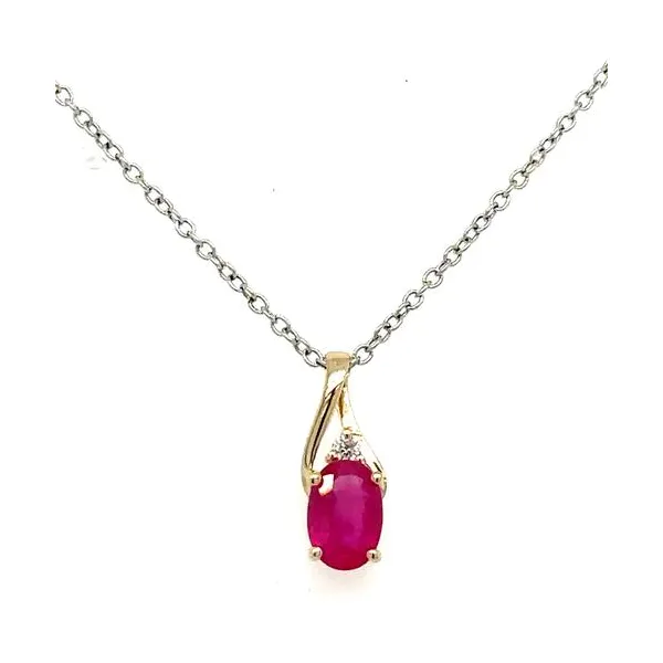 14K Yellow Gold Ruby and Diamond Pendant S&E Jewelers Depew, NY