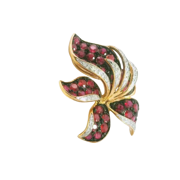 14KT Gold Ruby Flower Pendant Image 2 S&E Jewelers Depew, NY
