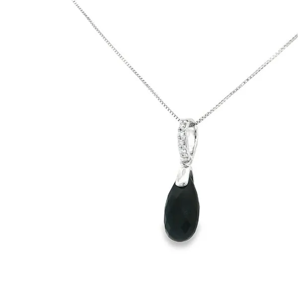 14KT White Gold Onyx Pendant Image 2 S&E Jewelers Depew, NY
