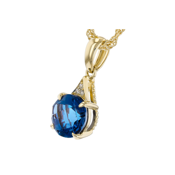 14K Yellow Gold Blue Topaz Pendant Image 2 S&E Jewelers Depew, NY