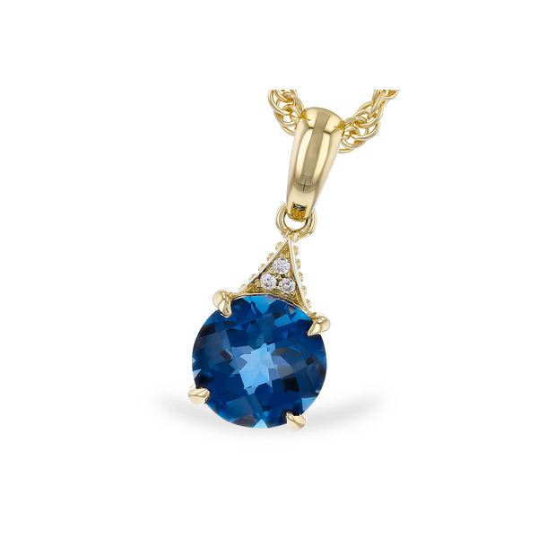 14K Yellow Gold Blue Topaz Pendant S&E Jewelers Depew, NY