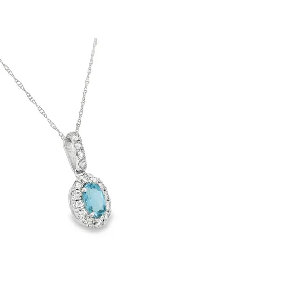 14Kt White Gold Blue Topaz and Diamond Necklace Image 2 S&E Jewelers Depew, NY