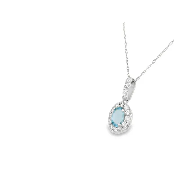 14Kt White Gold Blue Topaz and Diamond Necklace Image 3 S&E Jewelers Depew, NY