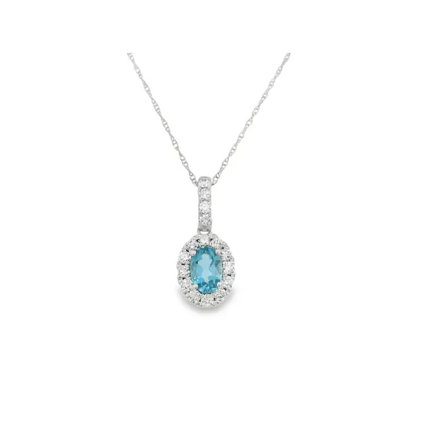 14Kt White Gold Blue Topaz and Diamond Necklace S&E Jewelers Depew, NY