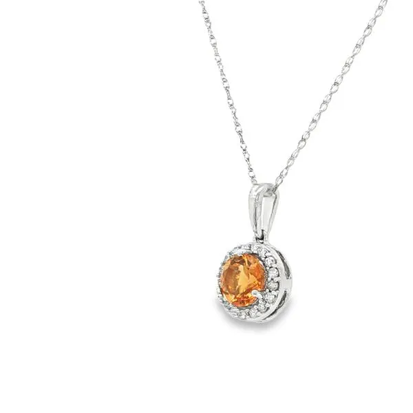 14Kt White Gold Citrine and Diamond Necklace Image 2 S&E Jewelers Depew, NY