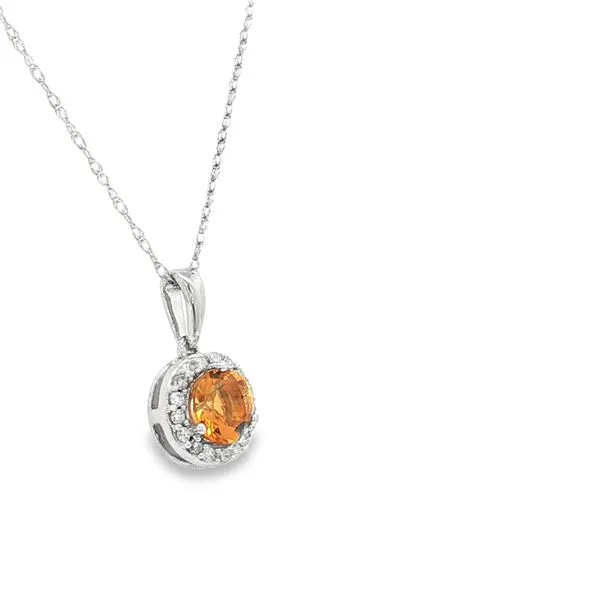 14Kt White Gold Citrine and Diamond Necklace Image 3 S&E Jewelers Depew, NY