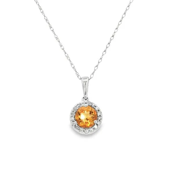 14Kt White Gold Citrine and Diamond Necklace S&E Jewelers Depew, NY