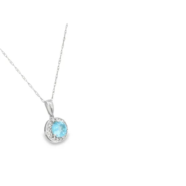 14K White Gold Diamond and Blue Topaz Pendant Necklace Image 2 S&E Jewelers Depew, NY