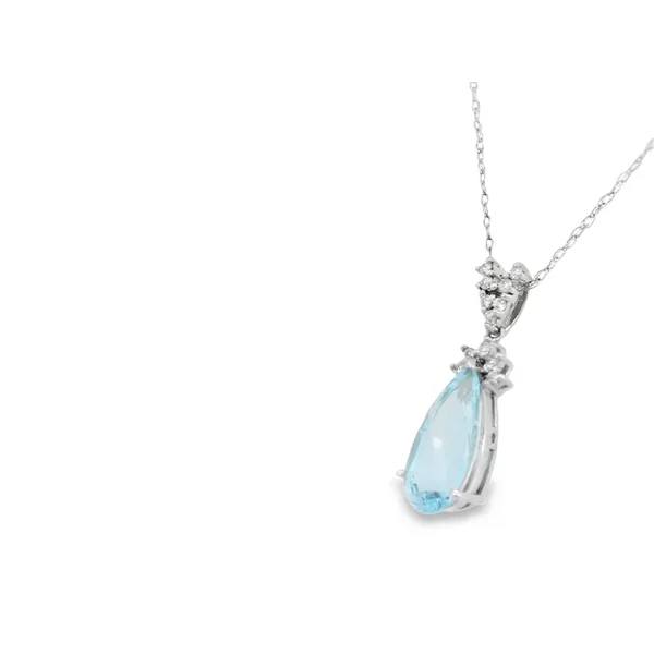 14Kt White Gold Blue Topaz Necklace with Diamond Accents Image 3 S&E Jewelers Depew, NY