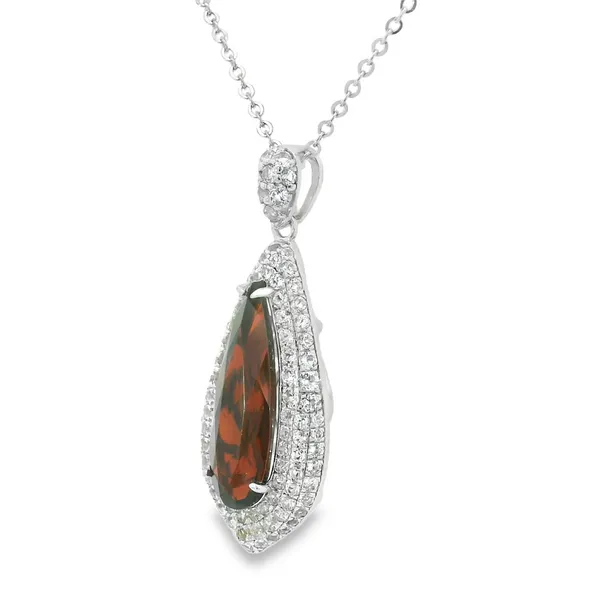Sterling Silver Garnet and White Topaz Necklace Image 3 S&E Jewelers Depew, NY