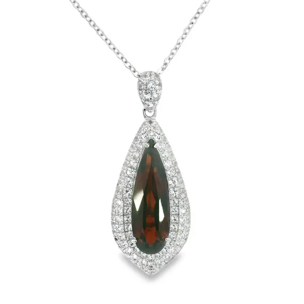 Sterling Silver Garnet and White Topaz Necklace S&E Jewelers Depew, NY