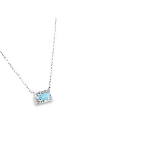 18K White Gold Blue Topaz and Diamond Necklace Image 2 S&E Jewelers Depew, NY