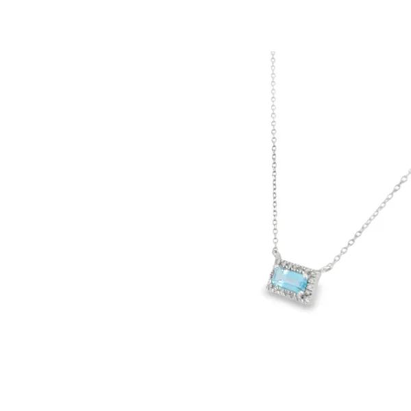 18K White Gold Blue Topaz and Diamond Necklace Image 3 S&E Jewelers Depew, NY