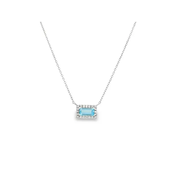 18K White Gold Blue Topaz and Diamond Necklace S&E Jewelers Depew, NY