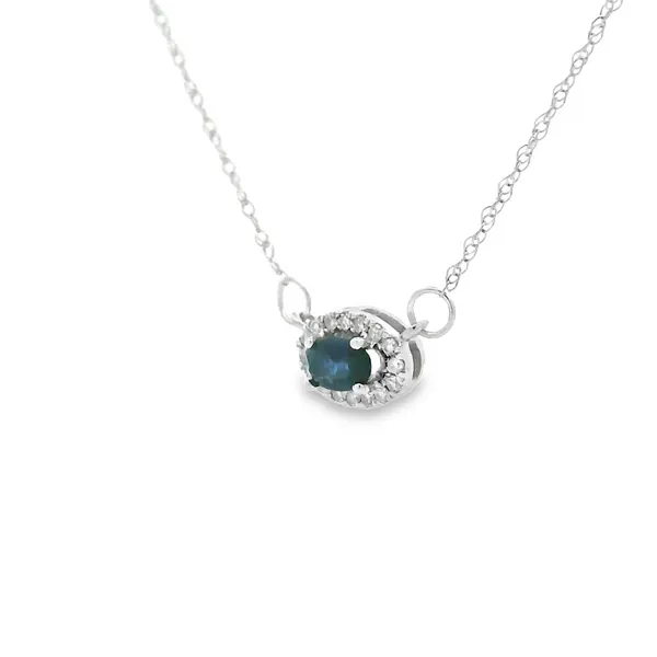 14K White Gold Sapphire Oval Necklace Image 3 S&E Jewelers Depew, NY