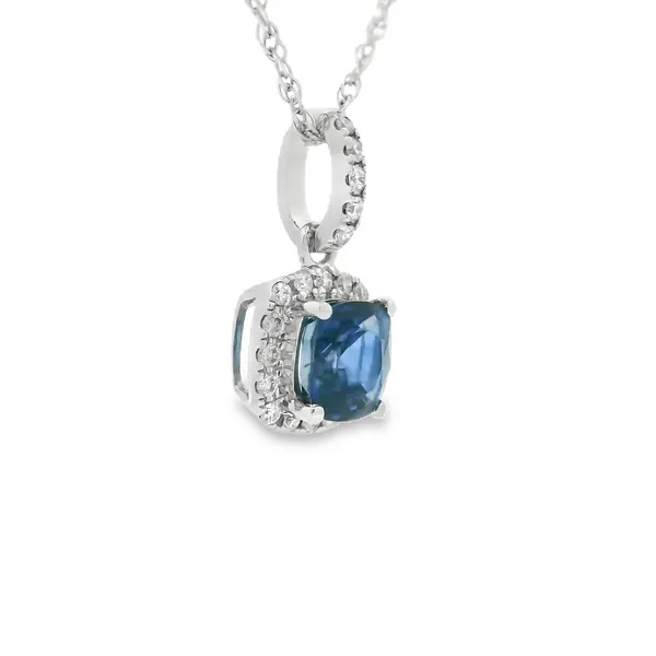 14K White Gold Diamond and Sapphire Pendant Necklace Image 2 S&E Jewelers Depew, NY