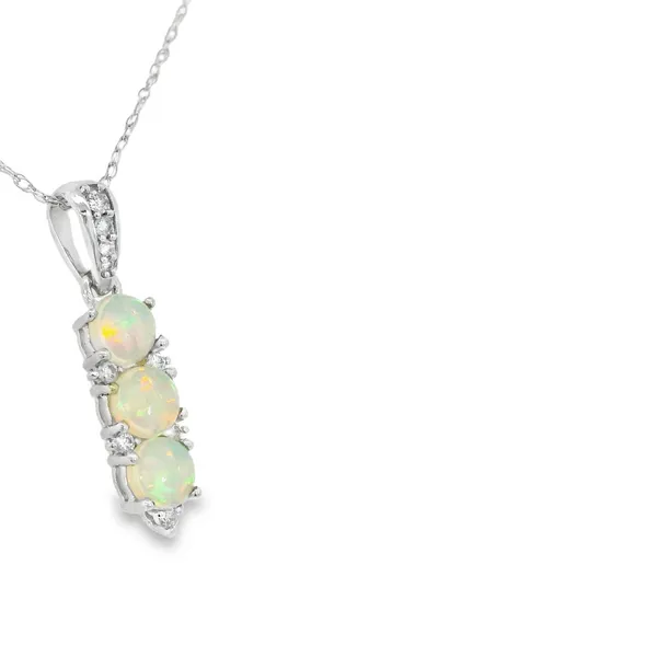 14K White Gold Ethiopian Opal Necklace Image 2 S&E Jewelers Depew, NY