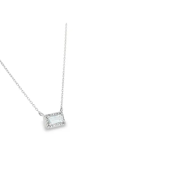 14K White Gold Aquamarine and Diamond Necklace Image 2 S&E Jewelers Depew, NY