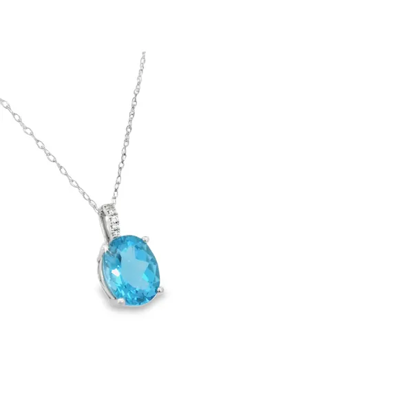 14K White Gold Blue Topaz Necklace Image 2 S&E Jewelers Depew, NY