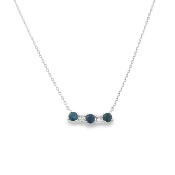 14K White Gold Sapphire and Diamond Necklace S&E Jewelers Depew, NY