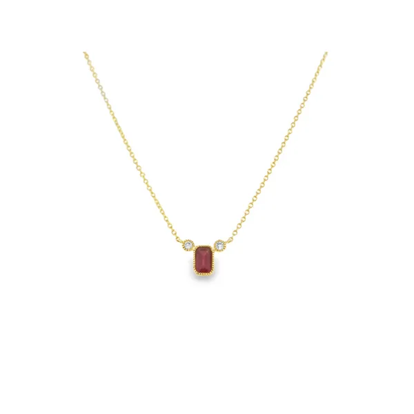 14K Yellow Gold Ruby and Diamond Necklace S&E Jewelers Depew, NY