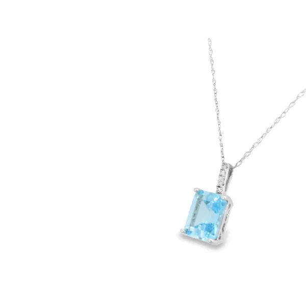14K White Gold Blue Topaz Necklace Image 3 S&E Jewelers Depew, NY