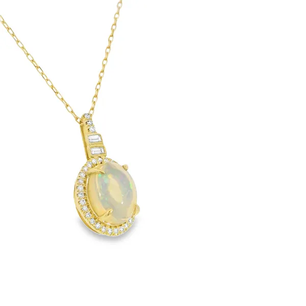 14K Yellow Gold Ethiopian Opal Necklace Image 2 S&E Jewelers Depew, NY