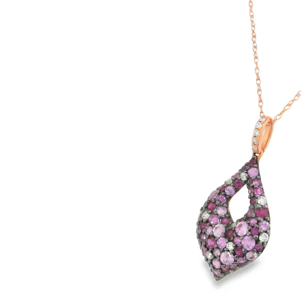 14Kt Rose Gold Pink Sapphire and Diamond Necklace Image 3 S&E Jewelers Depew, NY