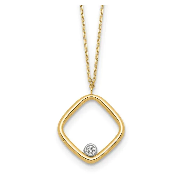 14K Yellow Gold Cubic Zirconia Square Necklace S&E Jewelers Depew, NY