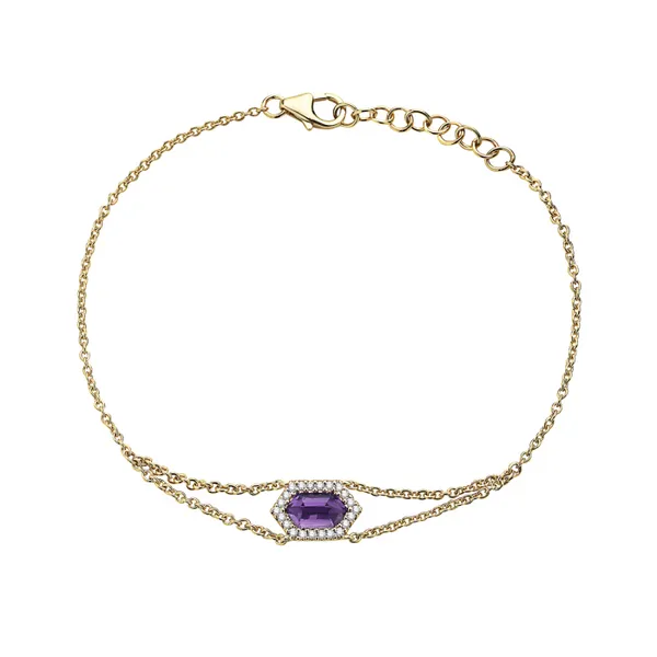 14Kt Yellow Amethyst & Diamond Bracelet S&E Jewelers Depew, NY
