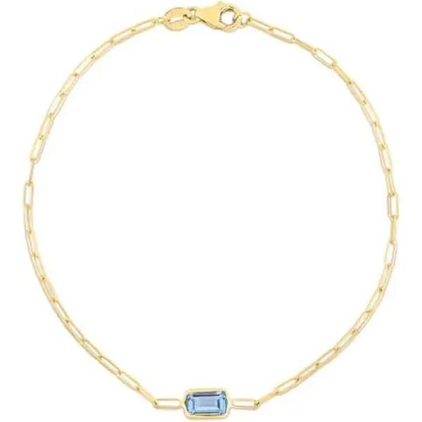14Kt Yellow Blue Topaz Baguette Bracelet S&E Jewelers Depew, NY