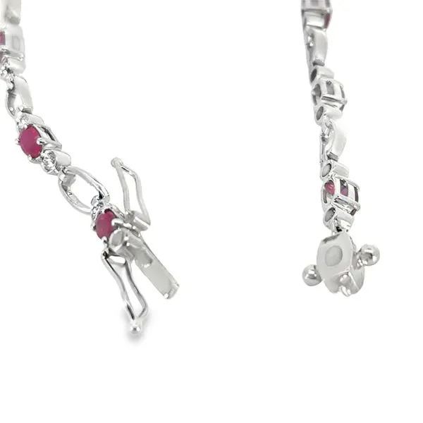 14K White Gold Ruby and Diamond Bracelet Image 3 S&E Jewelers Depew, NY