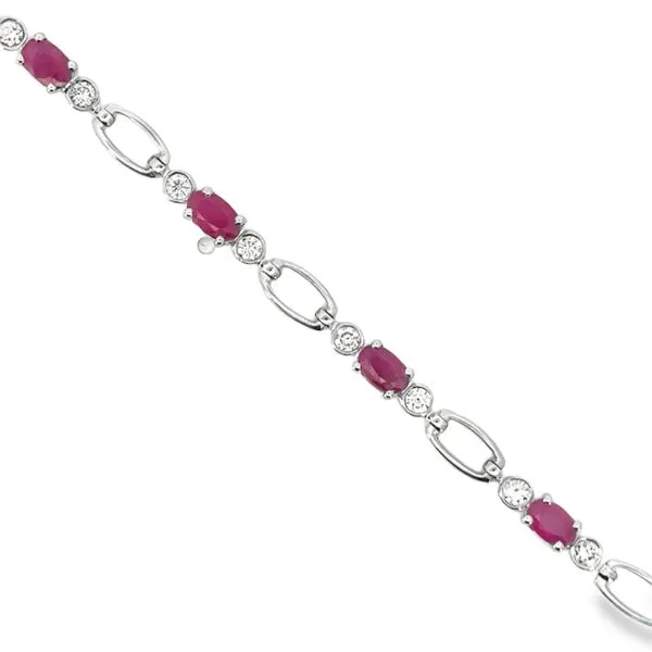 14K White Gold Ruby and Diamond Bracelet S&E Jewelers Depew, NY