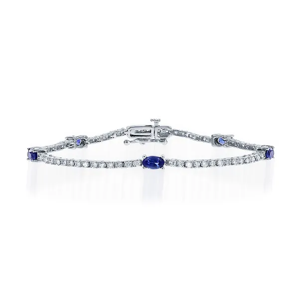 14K White Gold Sapphire Diamond Bracelet S&E Jewelers Depew, NY