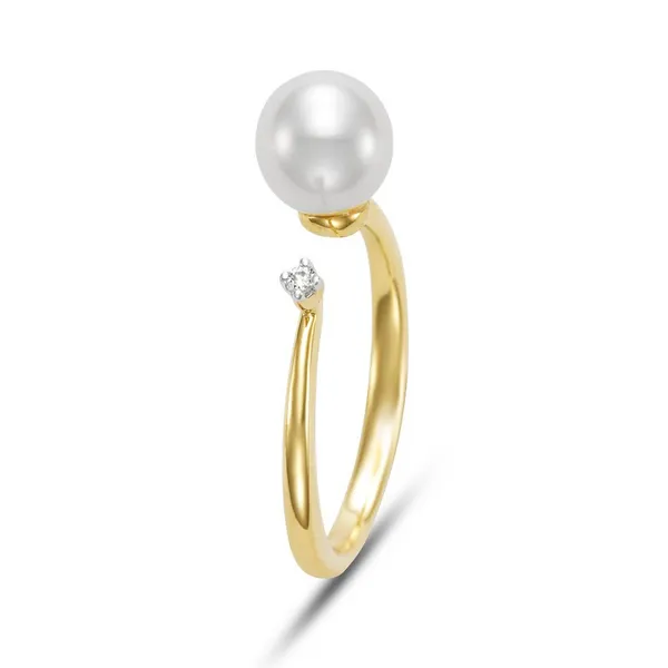 14Kt Yellow Gold Fresh Water Pearl and Diamond Ring Image 2 S&E Jewelers Depew, NY