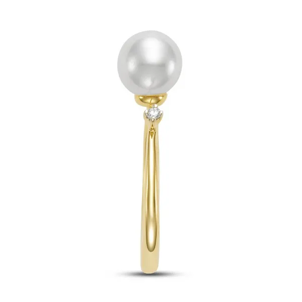 14Kt Yellow Gold Fresh Water Pearl and Diamond Ring Image 4 S&E Jewelers Depew, NY