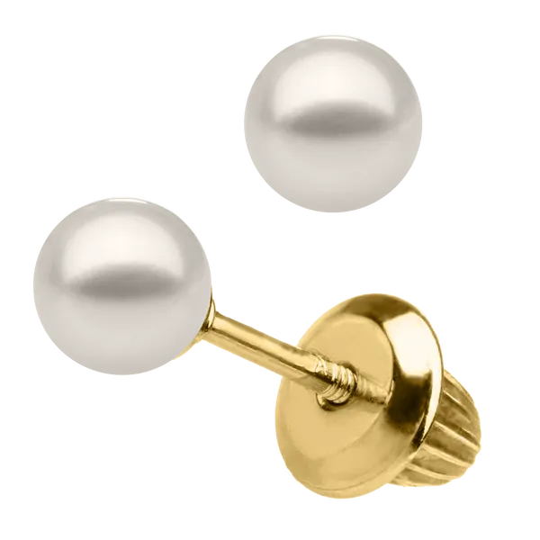 14Kt Yellow Pearl Earrings Image 2 S&E Jewelers Depew, NY