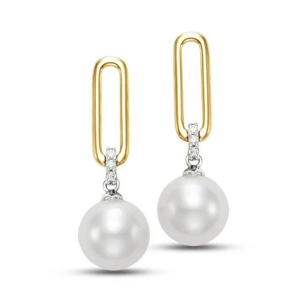 14Kt Yellow Pearl Diamond Earrings S&E Jewelers Depew, NY