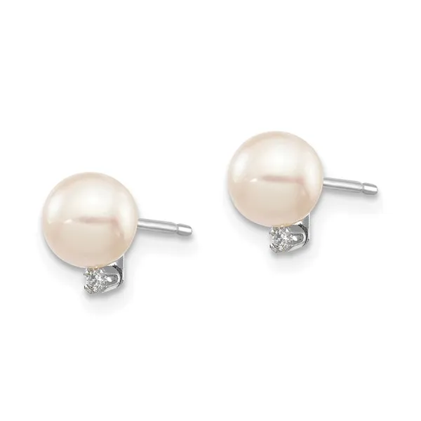 14K White Gold Akoya Pearl Earrings Image 2 S&E Jewelers Depew, NY