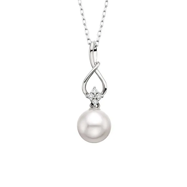 10K White Gold Freshwater Pearl & Diamond Pendant similar item image