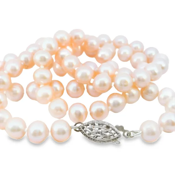 Sterling Silver Pink Freshwater Pearl Strand Necklace Image 2 S&E Jewelers Depew, NY