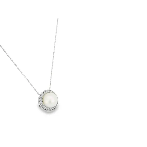 10K White Gold Akoya Pearl Pendant with Diamonds Image 2 S&E Jewelers Depew, NY