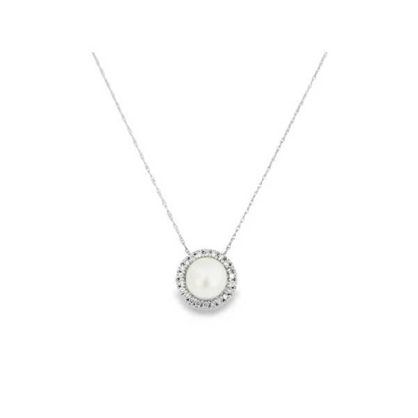 10K White Gold Akoya Pearl Pendant with Diamonds S&E Jewelers Depew, NY