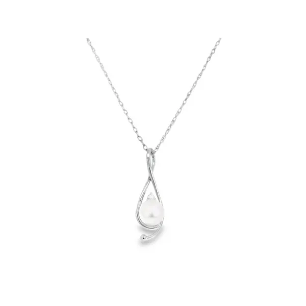 14K White Gold Akoya Pearl Necklace with Diamond Accents S&E Jewelers Depew, NY
