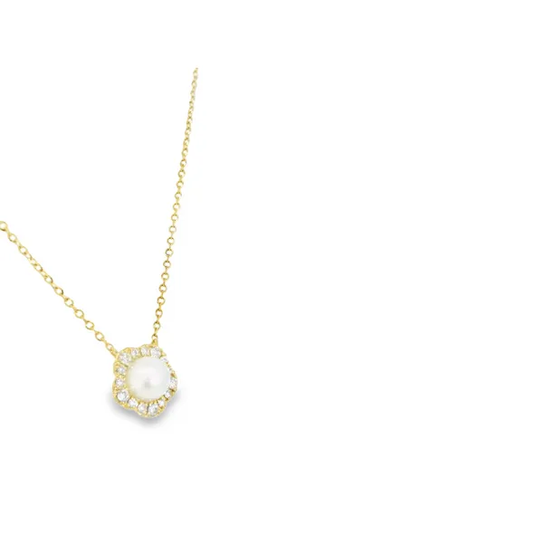 14K Yellow Gold Pearl and Diamond Strand Necklace Image 2 S&E Jewelers Depew, NY